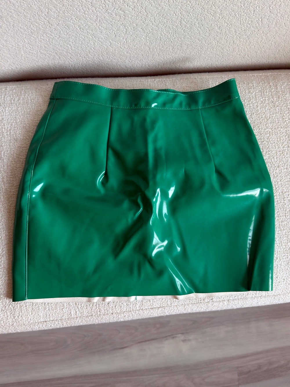 Source Unknown Emerald Green Vinyl Mini Skirt